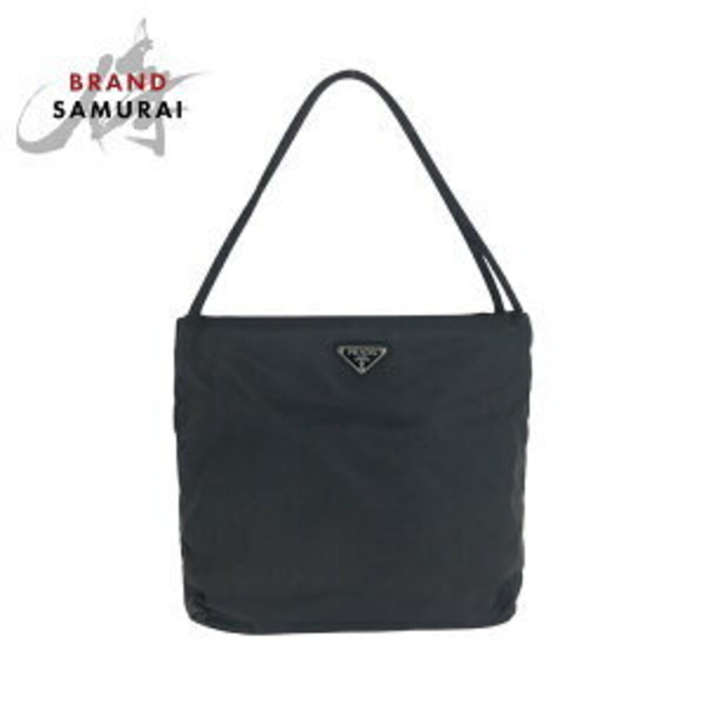 Prada nylon triangular shoulder Tessuto black logo bag plate - Picture 2 of 10